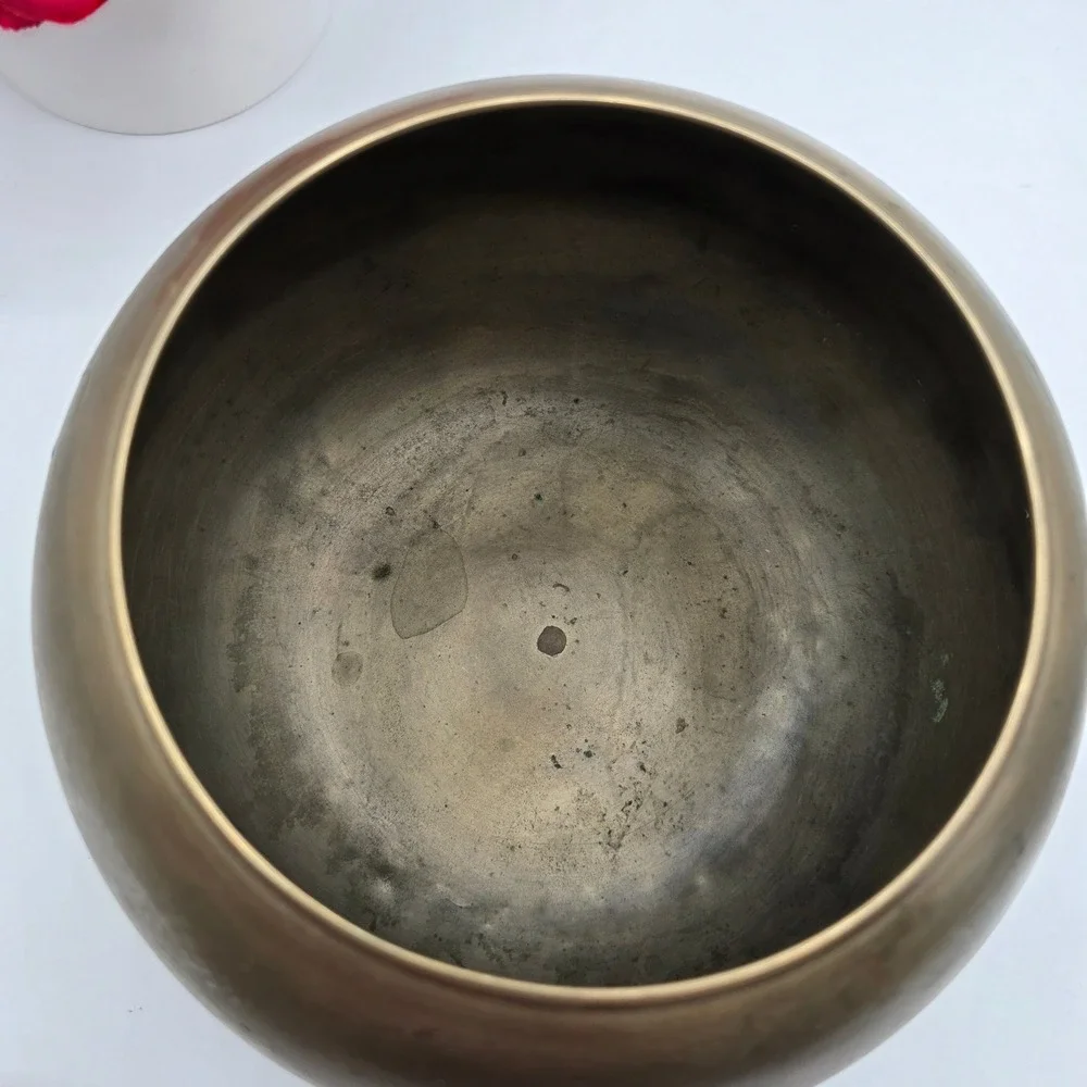 Vintage Solid Brass Ginger Jar Lidded Pot Round Storage Container Asian Markings